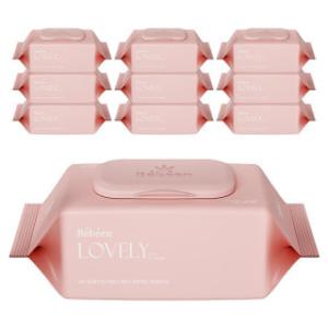 베베앙 러블리 핑크 물티슈 100매 10팩 대용량 캡형 아기물티슈