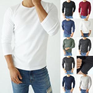 짱짱한 남자 면 스판 라운드 긴팔 티셔츠 슬림핏 쫄티