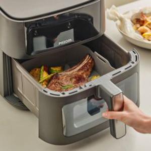 프리옴 저소음 에어프라이어 9L 대용량 보이는 투명 유리창