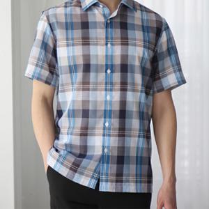 어셔츠 구김없는 링클프리 남자 울 면 체크 반팔셔츠 남방