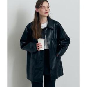 (드로우핏 우먼)(신세계타임스퀘어점패션관)버튼 레더 하프 자켓 2COLOR