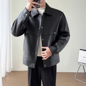 남자가죽자켓 남자라이더자켓 오버핏 빅사이즈 카라 레더 블루종 자켓