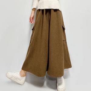 코듀로이 골덴 기모 와이드 치마바지 슬랙스