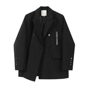 카키 블레이저 여성용 봄 가을 모델 상의의 실루엣 감각 틈새 시크 스몰 수트 디자인 감각