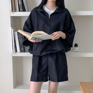 와이드 서머 반집업 상하세트 반팔 반바지 운동복 패션 트레이닝복세트