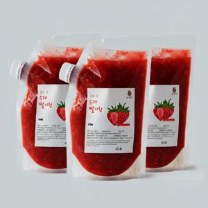 동화속딸기 수제 딸기청 국산 자일로스 홈 카페 에이드 라떼 납품 대용량500gx3