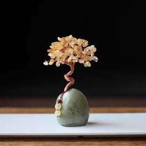 천연 황수정 부자 나무 부자 모집 나무 장식품 재택 사무실 책상 장식 찻상 청신하고 복고적인 작은 선물