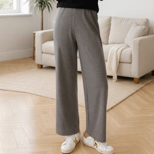 제니유 오아 여성용 골지 와이드 팬츠 밴딩 통바지