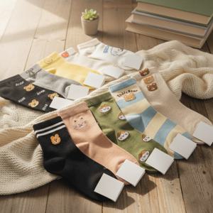 국내생산 남자 여자 5켤레 캐릭터 양말 세트 단목 중목 발목 긴목 패션 귀여운 스니커즈 학생 덧신