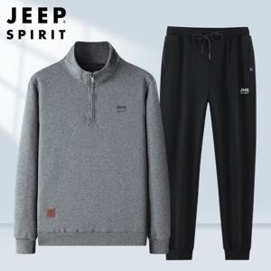 JEEP SPIRIT 남성 스판 평상복 츄리닝 운동복 캐주얼 맨투맨 세트