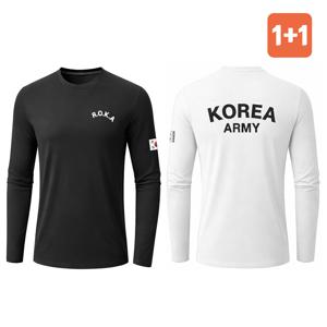 1+1 빅사이즈 쿨링 스판 남여공용 긴팔 티셔츠 군인 로카 커플티 단체복