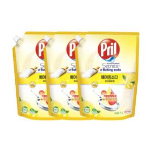 프릴 베이킹소다 퓨어레몬 1L x 3개 친환경 고농축 1종 주방세제
