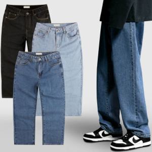 남자 와이드 청바지 남성 와이드팬츠 연청 중청 진청 흑청 바지 데님팬츠 통바지 와이드 데님 청통바지