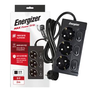 에너자이저 개별스위치 고용량 멀티탭 납작플러그 과부하차단 블랙 3-4-6구 2m 4m 힘세고 오래가는 멀티탭