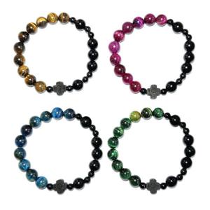 지홍 천연 컬러 호안석 묵주 팔찌 행운 재물운 염주 남녀공용