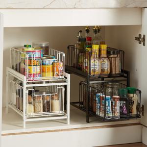 주방 수납선반 슬라이딩 선반 2단 싱크대건조대