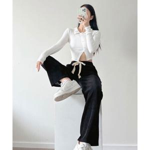 여성 코듀로이 골지 기모 와이드 밴딩 레그 팬츠 여자 패셔너블 골덴 주름 바지 (2장이상추가할인)