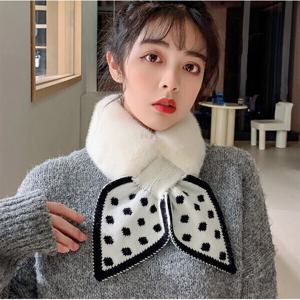 남녀공용 심플 보온 니트 도트 머플러 방한 방풍 트렌드 넥워머 따뜻한 커플 목도리 (2개이상추가할인)