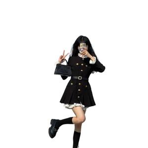 빅사이즈 프렌치 샤오샹풍 긴팔 패치 원피스 디자인감 달콤하게 허리라인을 잡아주어 슬림해 보이는 싱글