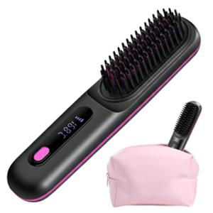 간단하고 빠른 무선  빗 고데기 세라믹코팅 모발보호 여행용 브러쉬고데기 휴대용 충전식 미니고데기