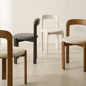 고무나무 원목 식탁 의자 인테리어 카페 디자인 패브릭 쿠션 체어 4color