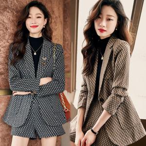 패션 오피스룩 셋업 정장 반바지 캐주얼 체크 싱글 코트 스타일리쉬 투피스 ~3XL까지