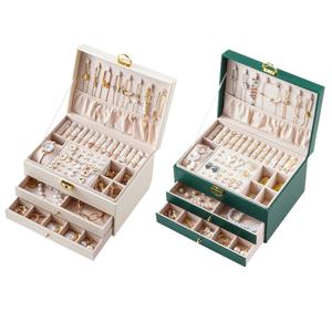 3단 보석함 가죽 박스형 악세사리 보관함 IY-3PJWL