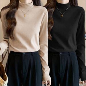 심플 데일리 반목폴라 하이넥 모던 트렌디 기모 발열 안감 보온 긴팔 방한 폴라 티셔츠 (2장이상추가할인)