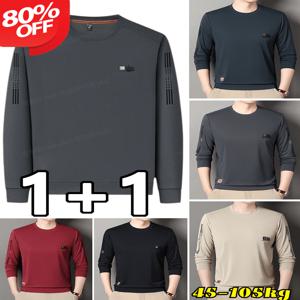 1+1 남성용 실크 맨투맨 라운드 티 루즈핏 심플 빅사이즈 긴팔티 스포츠 스타일 기본 편안하고 통기성이 좋