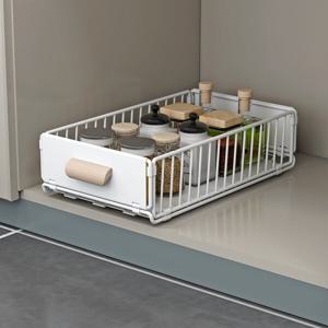 주방 서랍형 씽크대 수납장 슬라이딩선반 싱크대 하부장 무타공 레일 선반 접이식 양념병 정리함