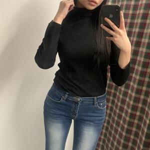 국내산 여성 베이직 골지 레이어드 스판 목폴라 티셔츠 여성 데일리 심플 트렌디 터틀넥 (2장이상추가할인)