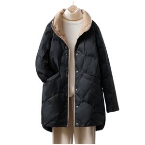 가을 겨울 여성 얇은 오리털 코트 경량 패딩 간절기 보온 여자 카라 자켓