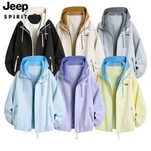 JEEP SPIRIT 남녀공용 후드 집업 자켓 컬러배치 캐주얼 아우터 봄 가을 외투