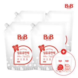 비앤비 유아 세탁 섬유유연제 베르가못 1500ml 리필형 4개입 _유연제 800ml 세제 800ml 증정