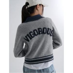 칼라 배색 집업 카디건 그레이 35615ASMC3)