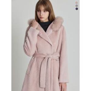 하프클럽/르오트 럭스폭스퍼알파카후드벨트코트(퍼탈부착)(사이