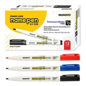 무료배송 모나미 네임펜F 흑청적 12개입 1타 중간글씨 / 유성매직 보드마카 필기구