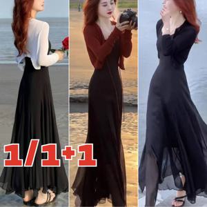 1+1 니트 선 나시 스커트 세트 원피스 투키 슬림 선 패션 바캉스