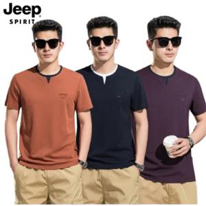 JEEP SPIRIT 남성 반팔 티셔츠 심플 로고 캐주얼 반팔티 빅사이즈