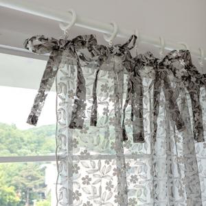 퓌레또 블랙 자수 레이스 거실커튼 1장 128x240