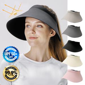자외선차단99.9% 에어 유브이 쉴드 썬바이저 와이드 썬캡 초경량 등산 산책 골프 여행용 테니스 모자