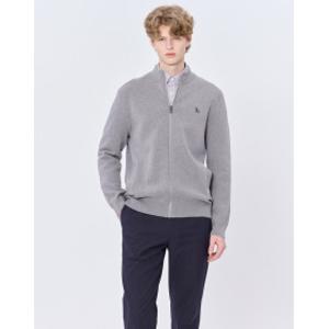 25SS 스테디셀러그레이 로고자수 면 집업니트 WHSW5A101G2