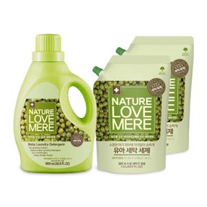 녹두 아기 세제 용기 1개+리필 2팩