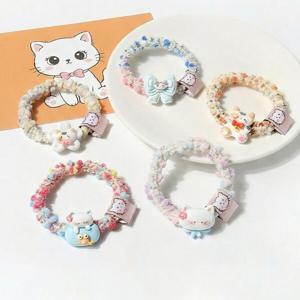오늘도구름상회 파스텔 냥이 파츠 트위드 헤어 머리끈 5종세트