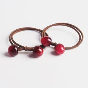 오늘도구름상회 미니멀 체리알 투볼 구슬 헤어 머리끈 2종