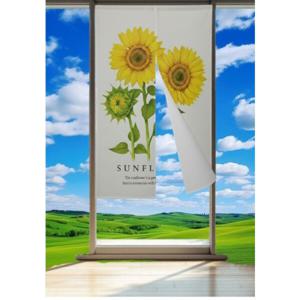 방문 주방 가림막 현관 문발 커튼 해바라기 패브릭 브로마이드 좋은제품 +사은품