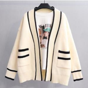 J2K 롱 가디건 노버튼 배색 니트 데일리 캐주얼 오버핏