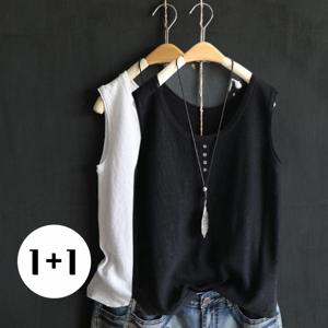 2장입 빅사이즈 U넥 민소매 나시 여성 티셔츠 데일리 순면 심플 면 체형커버 시원한 베이직 이너 무지 탄탄