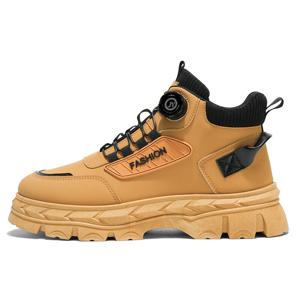 남성용 하이탑 작업화 영국 스타일 레트로 숏 부츠 두꺼운 밑창 부츠