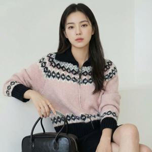 Cotton Bloom 페어 아일랜드 자카드 가디건 노르딕 니트 가디건